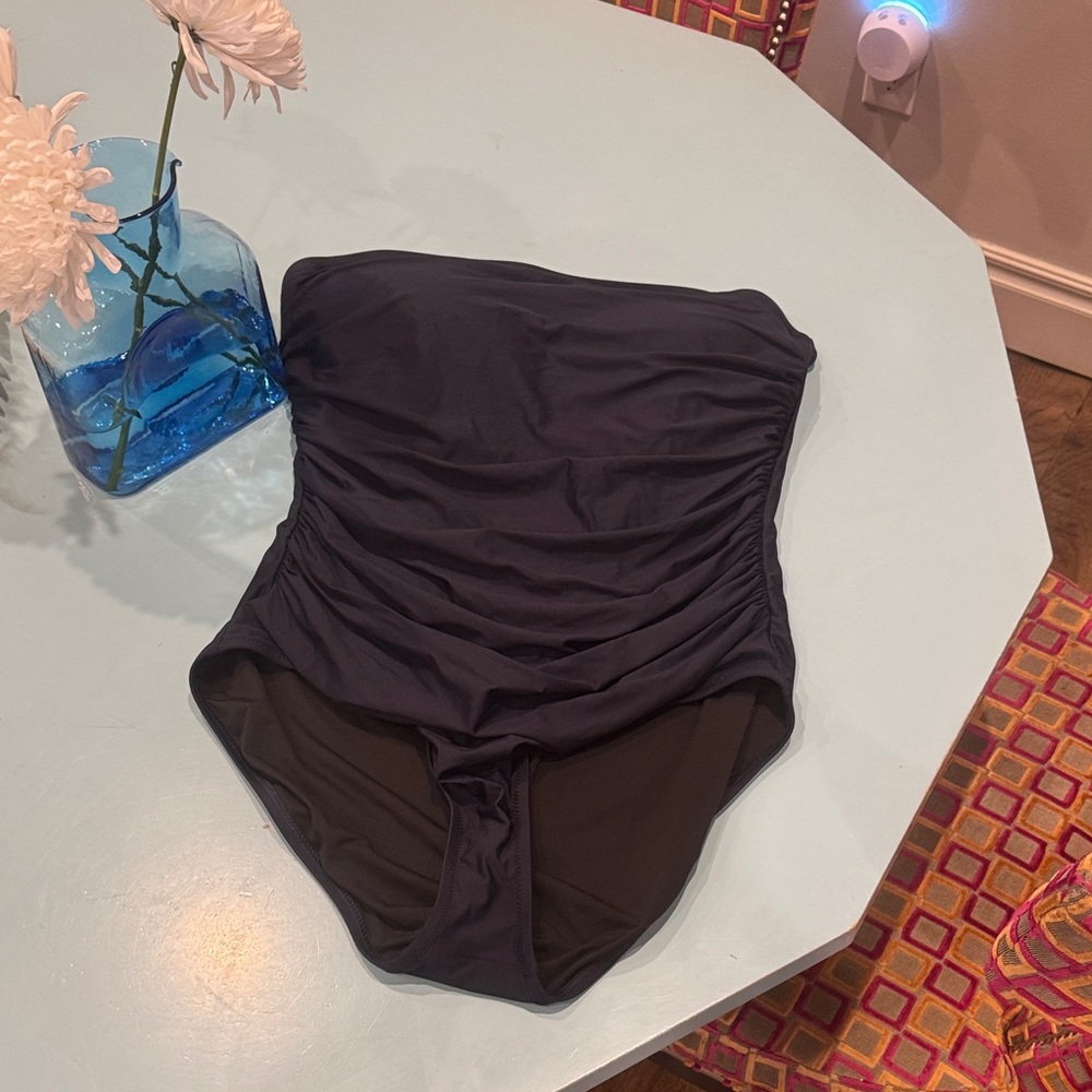 J. Crew Dark Blue Ruched One Piece Swimsuit